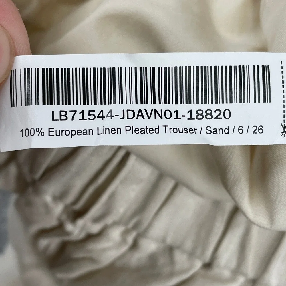 Quince Trouser Womens 6 Sand European Linen Pleated Straight Leg Pants